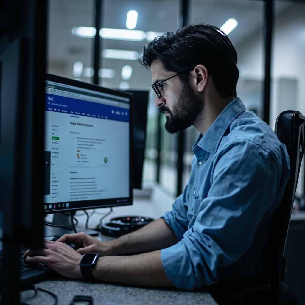 IT administrator updating browser security in dental office