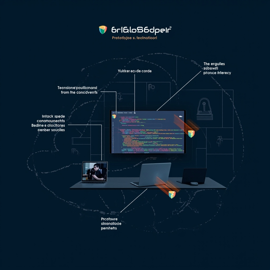 Technical diagram showing prototype pollution vulnerability in JavaScript code