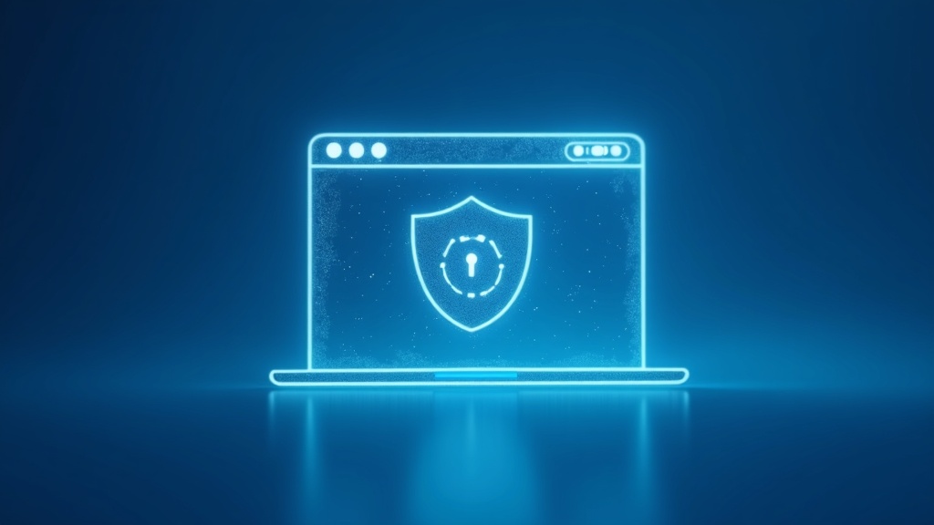 Abstract secured website shield in blue and silver
