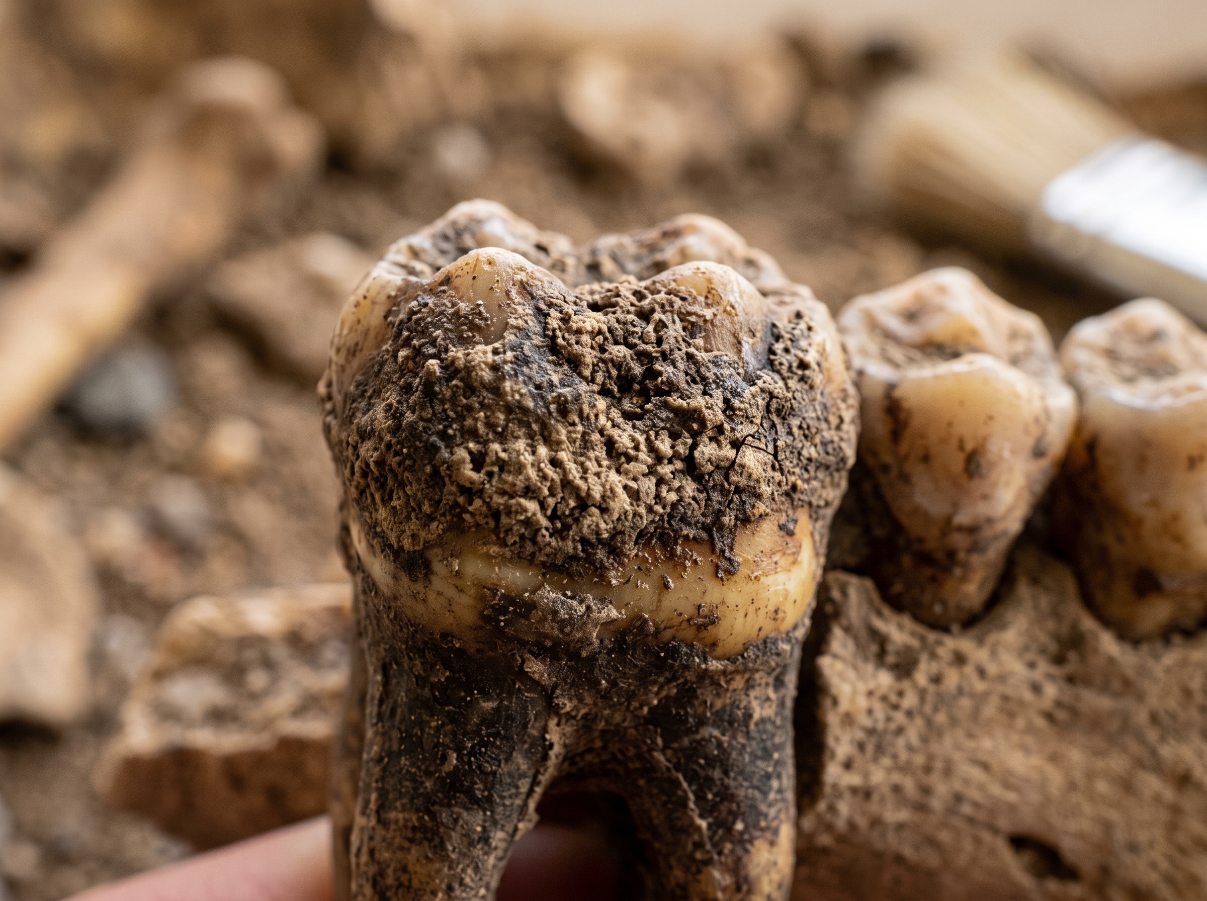 Ancient dental plaque — detail image