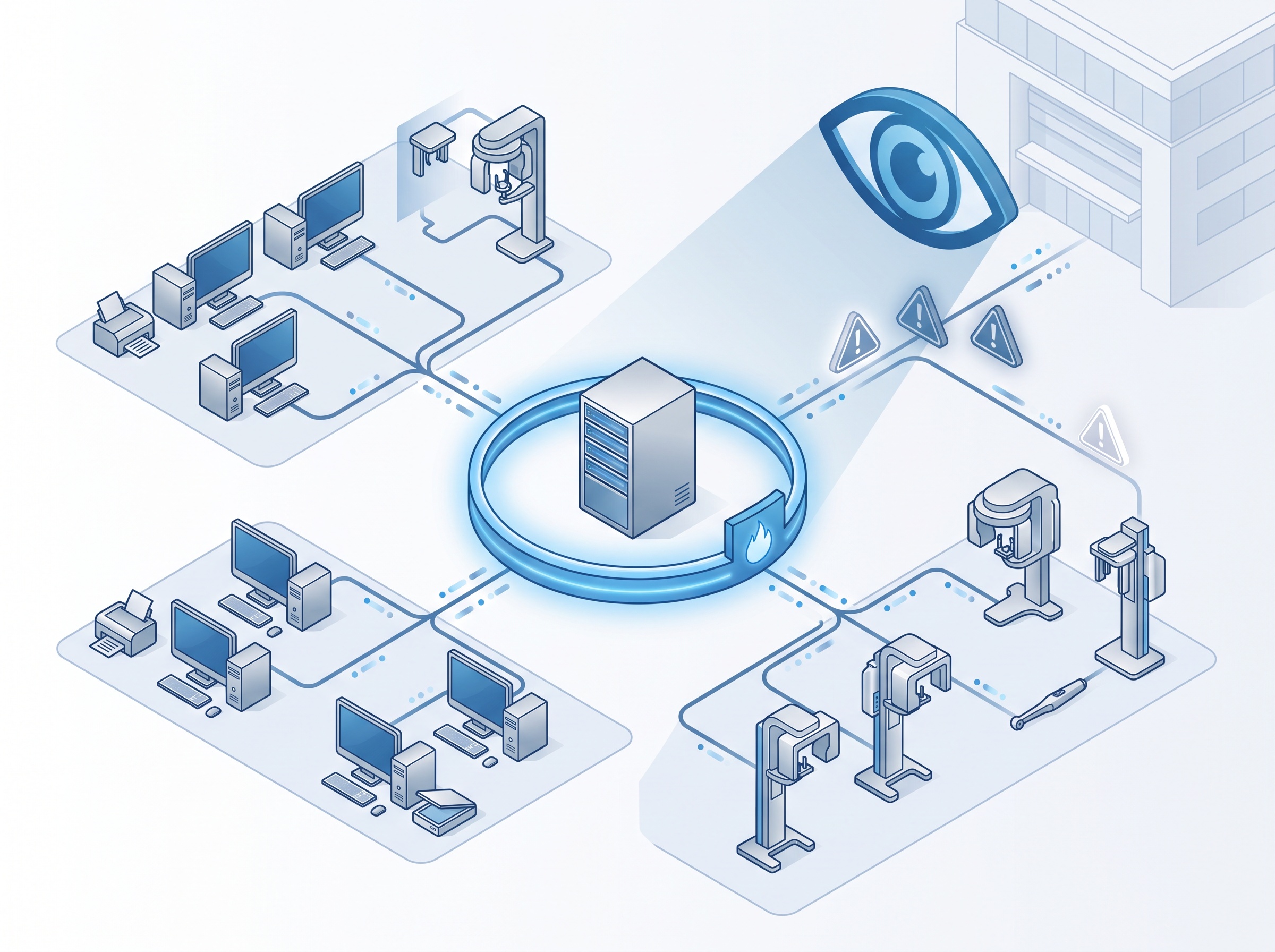 A segmented, monitored network with the management server isolated behind a protective boundary
