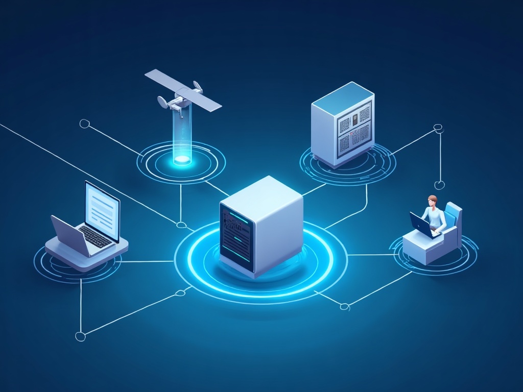 A single remote-access appliance at the hub of a dental network, linking a home laptop, a satellite clinic and a remote technician to the central practice server