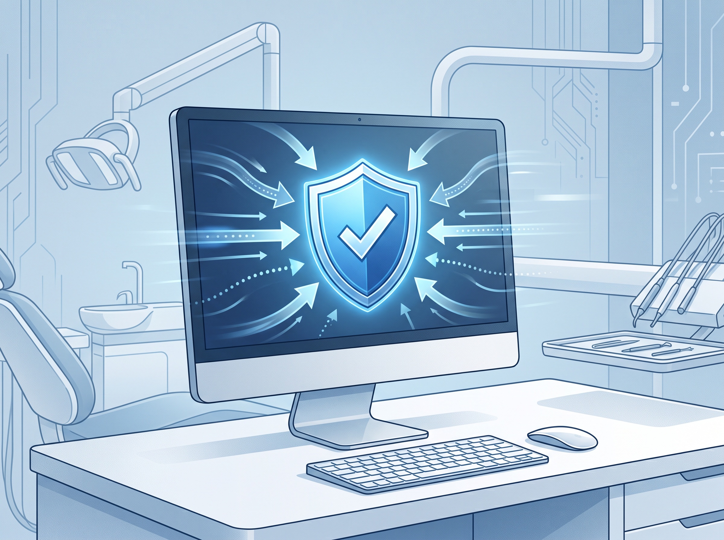 A secured, up-to-date practice workstation protected by an active shield