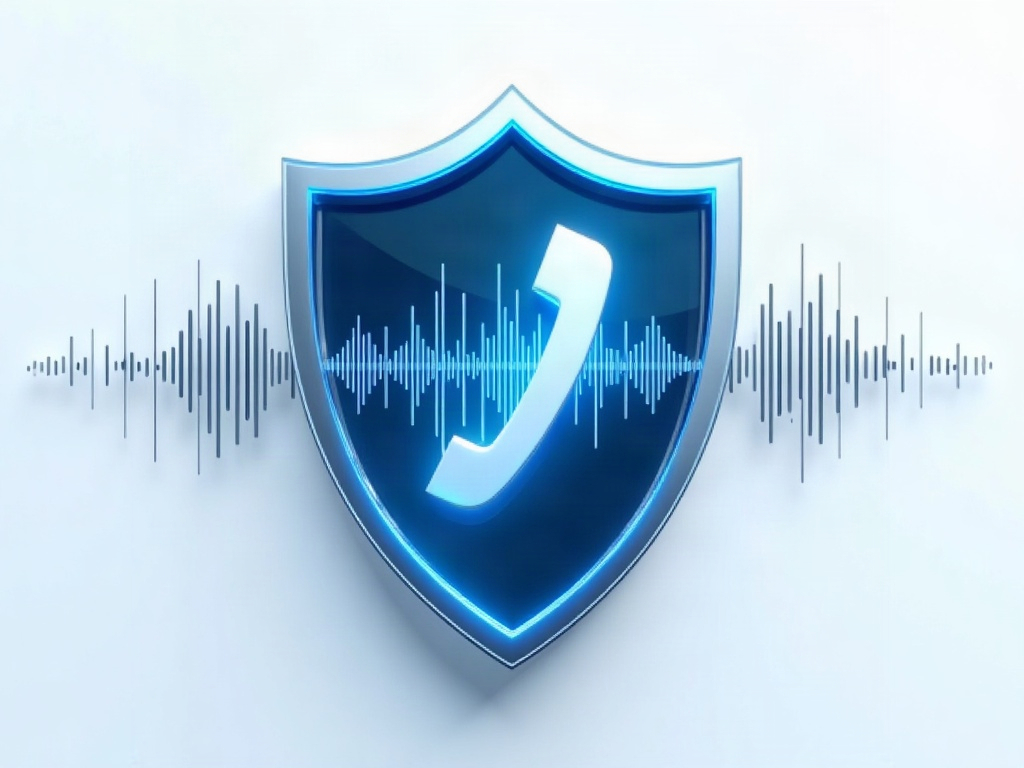 A phone-call audio waveform inside a security shield crossing a border line, representing call-recording data residency and protection