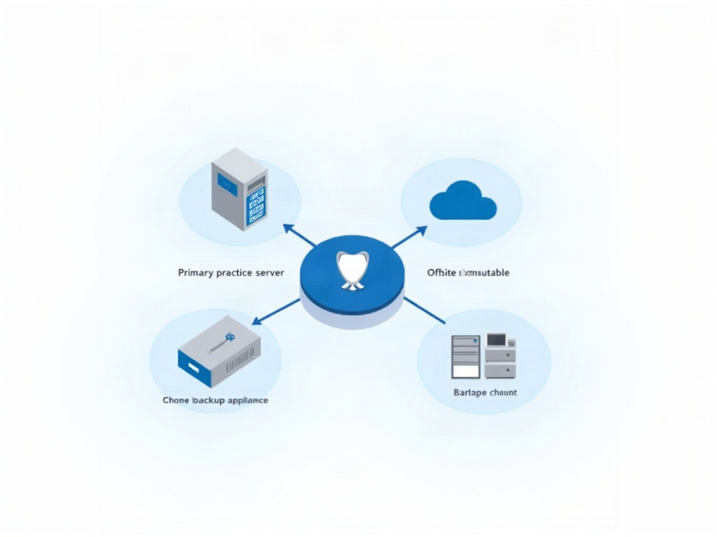 A three-tier backup and archive design with primary server, local backup, and immutable offsite copy