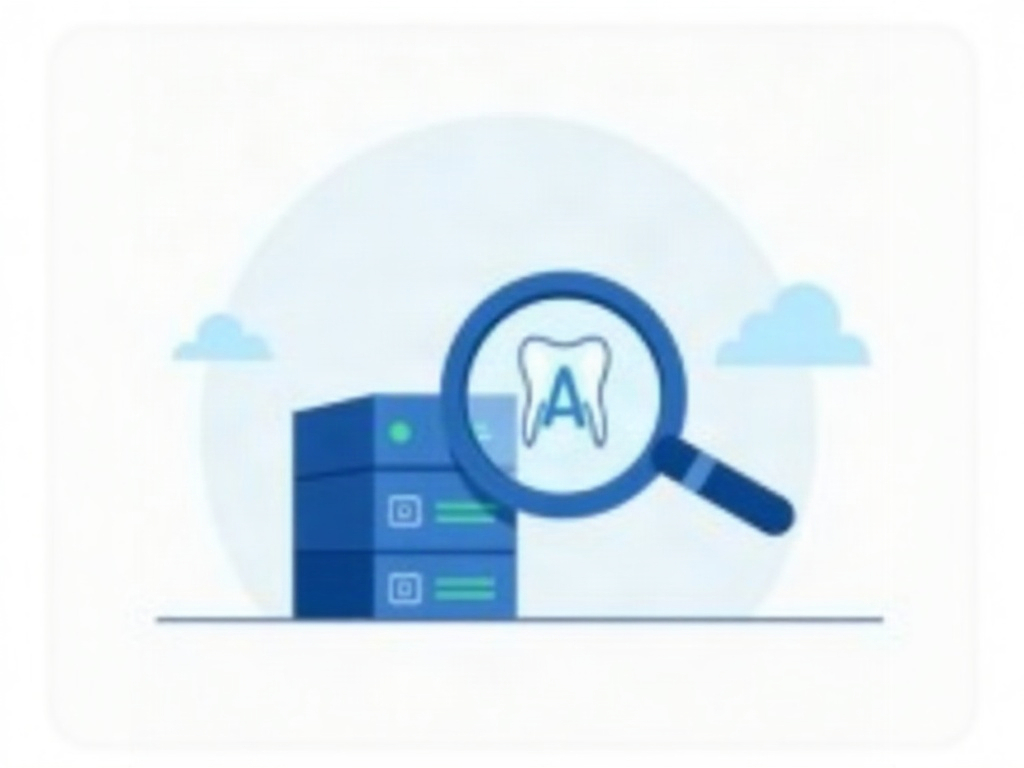 A magnifying glass held over a blue practice server revealing a small version badge on its case
